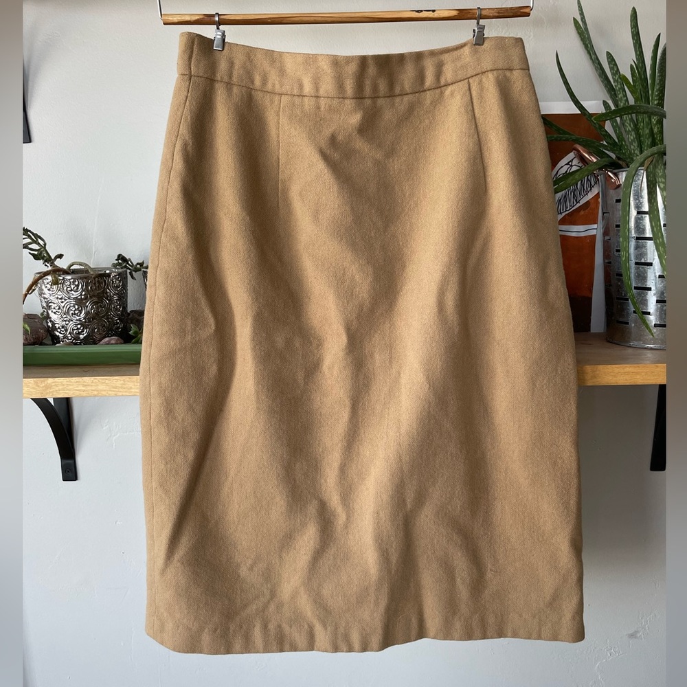 Vintage Cathy Daniels Camel Tan 100% Wool Pencil Skirt Size (Vintage) 10